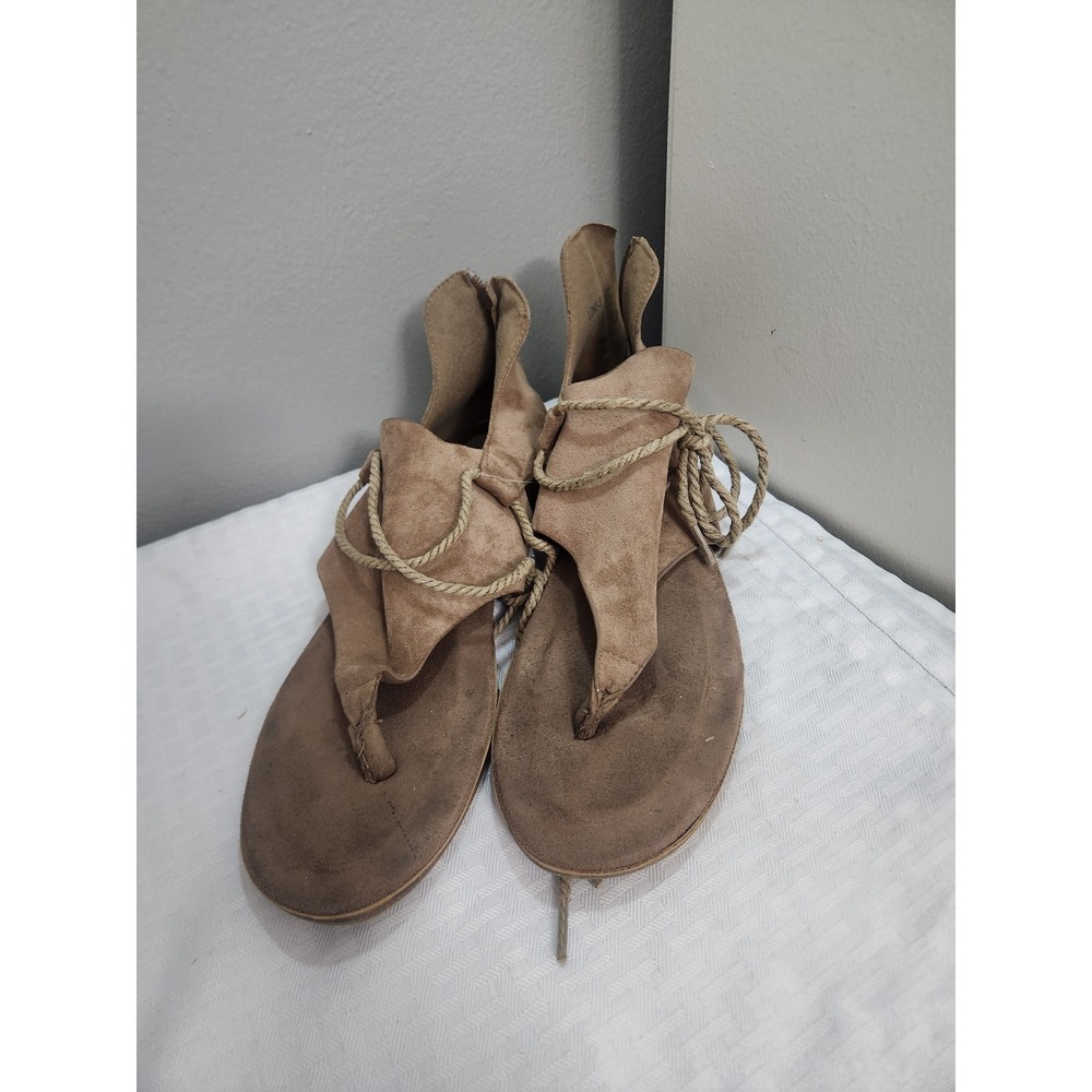 Pierre Dumas Loki-3 Tan Faux Suede Gladiator Rope Lace Up Sandals Mens 9